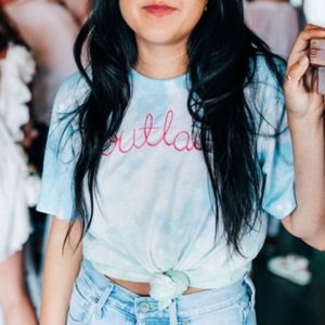 Lingua Franca Outlaw Tie Dye Embroidered Tee S